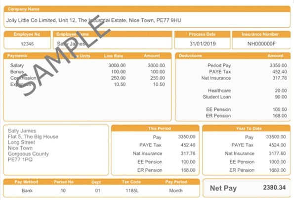 Wage slip example