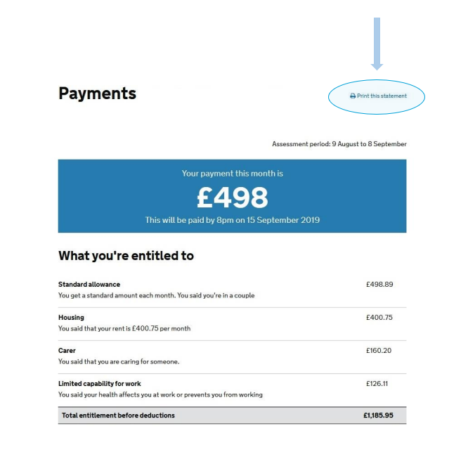 Universal credit example