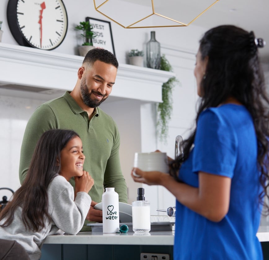 Family in kitchen